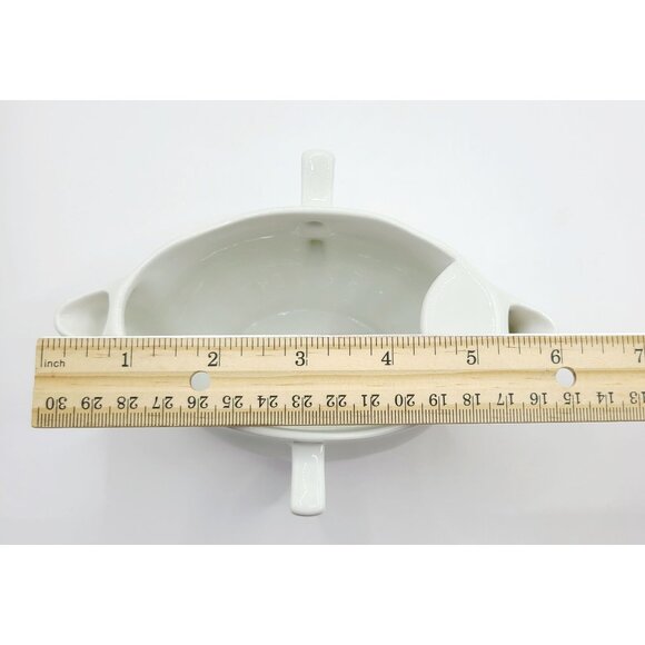 Hehum C.P. & Co. White Porcelain Double Spout Gravy Boat Serving Tablescape - Picture 9 of 10